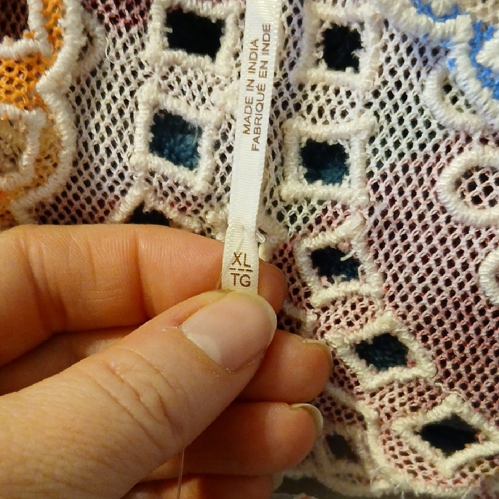 Free People Eyes On You Mesh Lace Up Festival Top XL - Picture 6 of 7